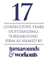 15 Years Oustantding Turnaround Firm as named by Turnarounds and Workouts